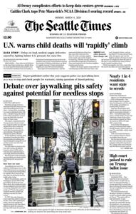 Front page of the Seattle Times on March 4, 2024. 