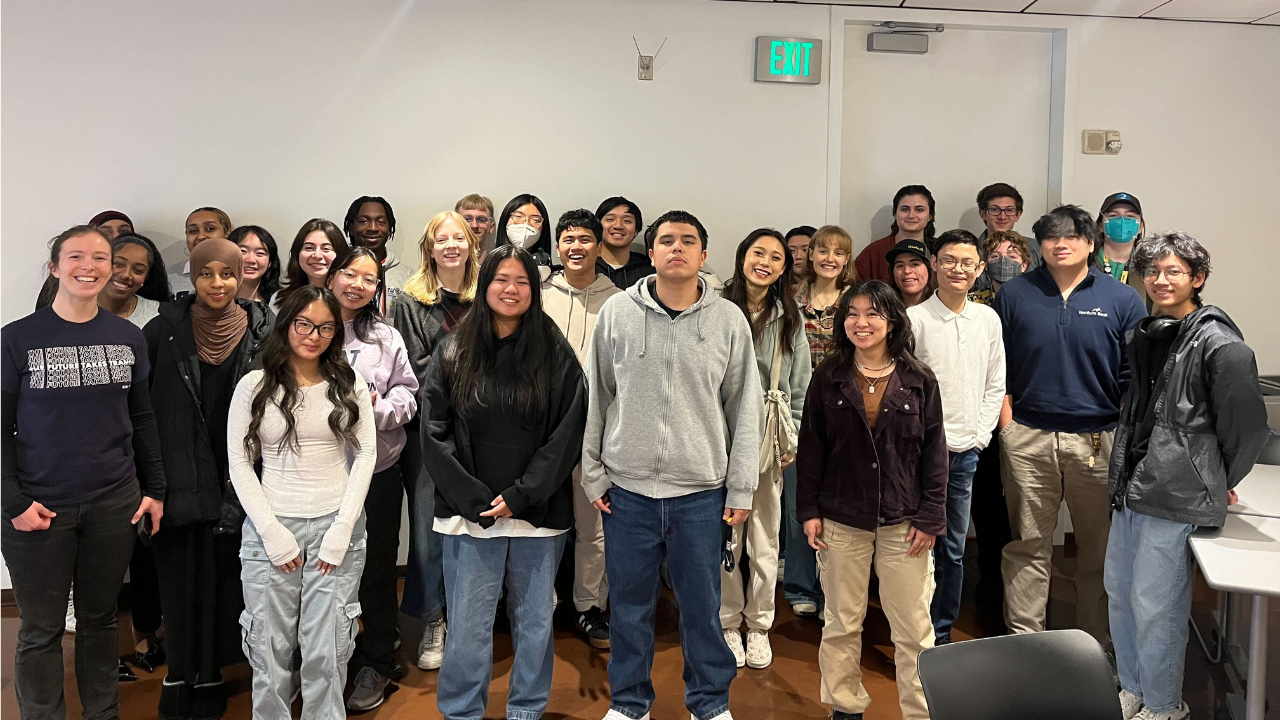 Youth Advocacy Workshop About 30 young people of diverse backgrounds pose for a picture after an advocacy training.
