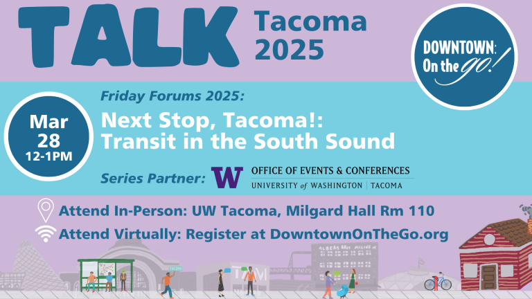 Graphic with details about Downtown On the Go's Friday Forum 