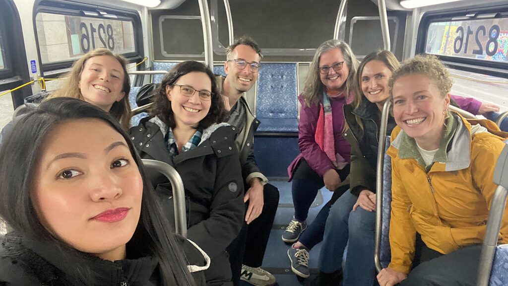 Seven TCC staff ride the bus together. 