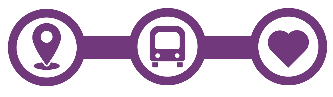 Logo_Ride Transit Month_Icons_Purple Image of a woman and child riding the bus and giving thumbs up. We Ride For Washington logo with an illustration of a bus.