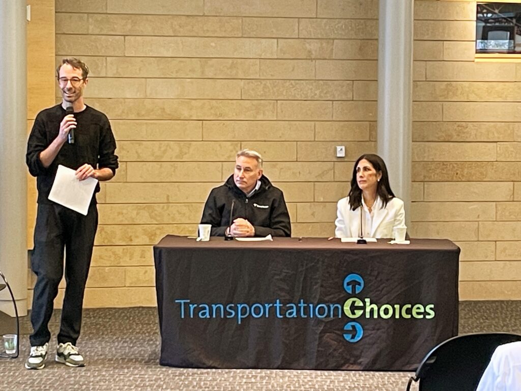 TCC's Kirk Hovenkotter moderates a conversation with Dow Constantine and Terri Mestas of Sound Transit. 