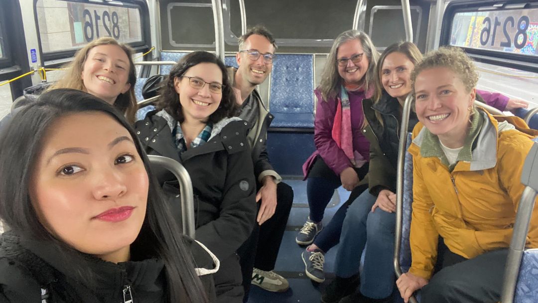 TCC staff pose at the Mountlake Terrace Station on the opening day of the Lynnwood Link Extension. 