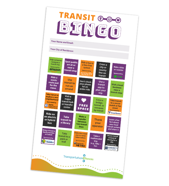 RTM 2026 Transit Bingo Transit Bingo card