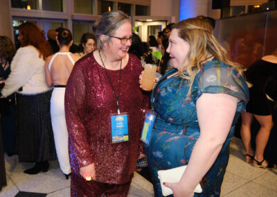 TCC's Susan Gleason chats with a guest.