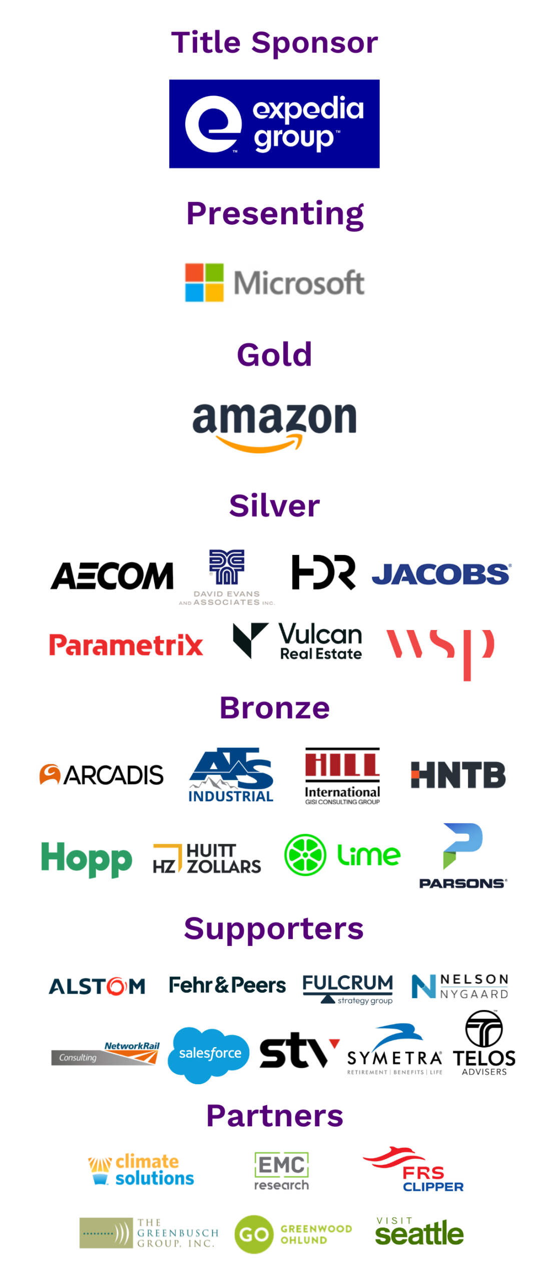 Logos of all the sponsors for Tuxes & Trains.